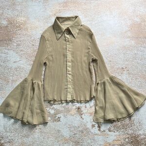 Vintage Japanese pleated mesh blouse Size Small